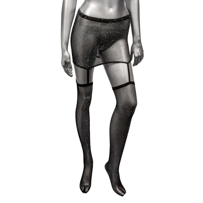 California Exotic Novelties Male Sex Toys Radiance Plus Size One Piece Garter Skirt with Thigh Highs Captivating Elegance for Curvy Confidence