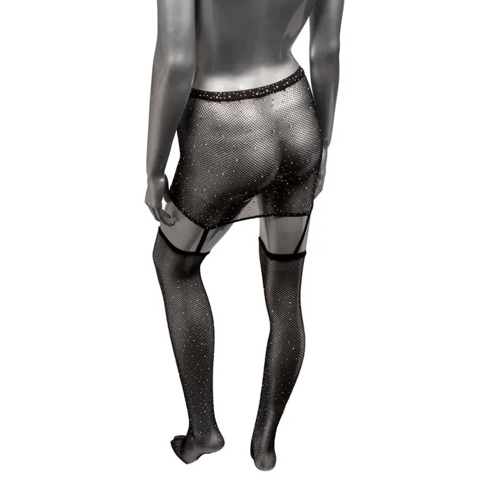 California Exotic Novelties Male Sex Toys Radiance Plus Size One Piece Garter Skirt with Thigh Highs Captivating Elegance for Curvy Confidence