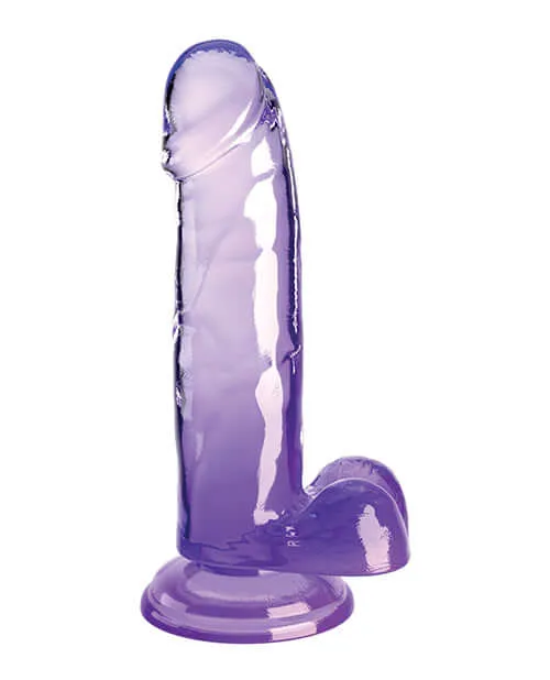 King Cock Clear Dildo 7 inches with Balls A Translucent Delight in Purple Pipedream Products Dildos