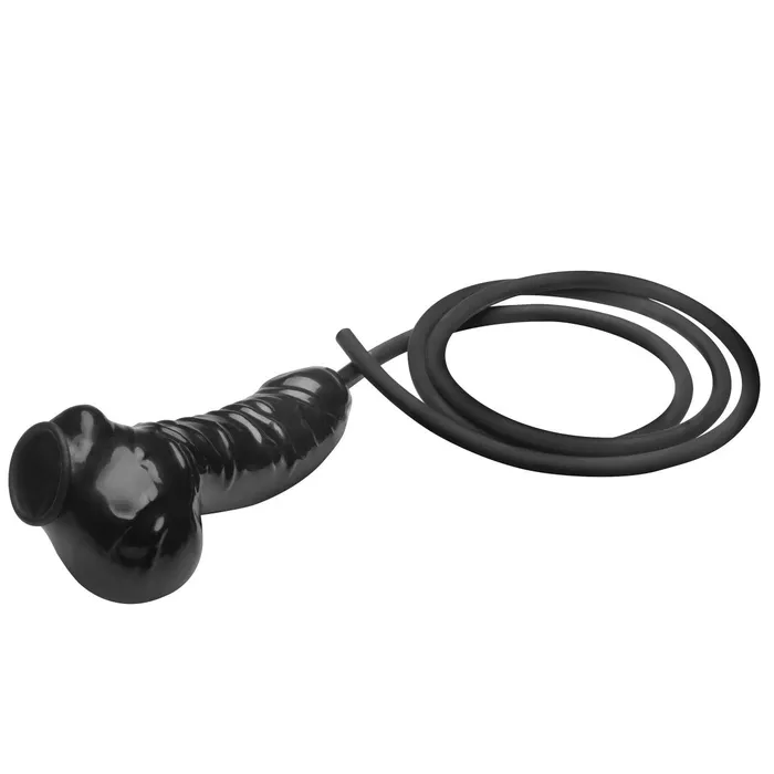 Guzzler Realistic Penis Sheath With Tube Black XR Brands Master Series Male Sex Toys Guzzler Realistic Penis Sheath With Tube Black XR Brands Master Series Male Sex Toys