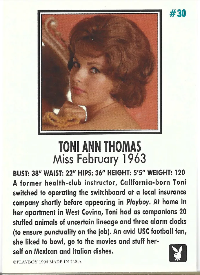 Dans Cards Couples Playboy February Edition Toni Ann Thomas Card 30