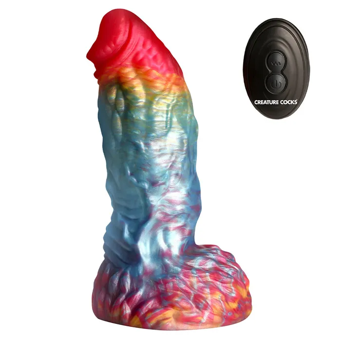 Dildos XR Brands Creature Cocks Rainbow Phoenix Vibrating Monster Dildo