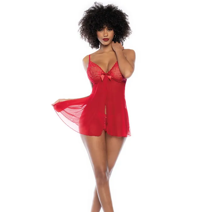 Mapale Sheer Mesh SplitFront Babydoll Thong Mapale Vibrators